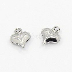 Valentine Gifts Ideas for Him 304 Stainless Steel Puffed Heart Charms Pendants, Stainless Steel Color, 10x8x3mm, Hole: 1mm(X-STAS-M004-03)