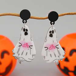 Floating Ghost Acrylic Stud Earrings, Halloween Accessories, Pink(CF6987-1)