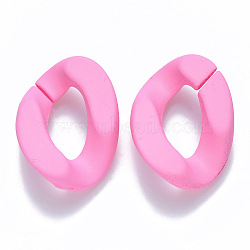 Opaque Spray Painted Acrylic Linking Rings, Quick Link Connectors, for Curb Chains Making, Twist, Pearl Pink, 30x21x6mm, Inner Diameter: 16x8mm(OACR-S036-001B-I01)
