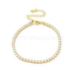 Clear Cubic Zirconia Tennis Bracelet, Brass Jewelry for Women, Lead Free & Cadmium Free, Real 18K Gold Plated, 7-1/8 inch(18cm)(X-BJEW-A132-02G)