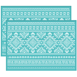 Self-Adhesive Silk Screen Printing Stencil, for Painting on Wood, DIY Decoration T-Shirt Fabric, Turquoise, Tribal Theme Pattern, 195x140mm(DIY-WH0337-063)