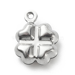 304 Stainless Steel Pendants, Clover Charms, Stainless Steel Color, 13.1x10x4.7mm, Hole: 1mm(STAS-D243-12)