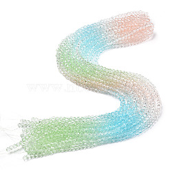Transparent Glass Beads Strands, Segmented Multi-color Beads, Faceted(32 Facets), Round, PeachPuff, 4~4.5mm, Hole: 1mm, about 90~95pcs/strand, 13.98''(35.5cm)(GLAA-E036-07X)