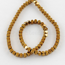 Non-magnetic Synthetic Hematite Beads Strands, Faceted, Grade A, Round, Golden Plated, 4x4mm, Hole: 1mm(G-Q875-4x4mm-1)