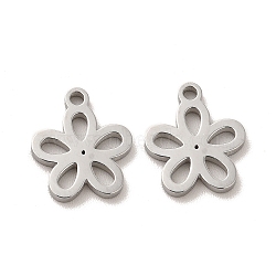 Non-Tarnish 304 Stainless Steel Charms, Flower, Stainless Steel Color, 12x10.5x1.4mm, Hole: 1.4mm(STAS-M089-40P)