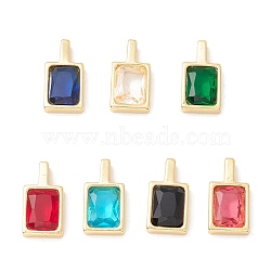 Brass Micro Pave Cubic Zirconia Charms,
Long-Lasting Plated, Rectangle, Mixed Color, 14.5x8x3.5mm, Hole: 4x1.5mm(ZIRC-C034-04G)