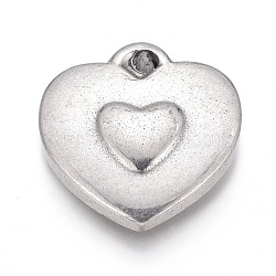 Tarnish Resistant 304 Stainless Steel Pendants, Heart, Stainless Steel Color, 17x16x3.5mm, Hole: 1.6mm(STAS-H117-22P)