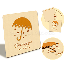 Wooden Commemorative Cards, Square, Umbrella, 130x130x4mm(WOOD-WH0040-010)