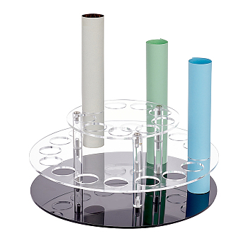 2-Tier Rotatable Round Transparent Acrylic Cosmetics Organizer Holder, with Black Base, for Lipstick, Make-up Storage, Clear, Finish Product: 21x8cm, about 22pcs/set
