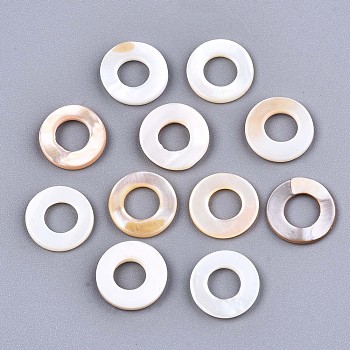 Natural Freshwater Shell Linking Rings, Ring, Seashell Color, 11x2mm, Inner Diameter: 5mm