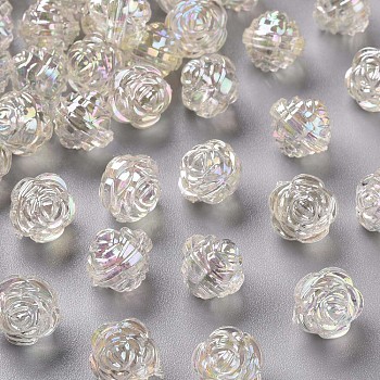 Transparent Acrylic Beads, AB Color, Flower, Clear, 11.5x11.5mm, Hole: 1.8mm, about 780pcs/500g