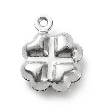 304 Stainless Steel Pendants, Clover Charms, Stainless Steel Color, 13.1x10x4.7mm, Hole: 1mm