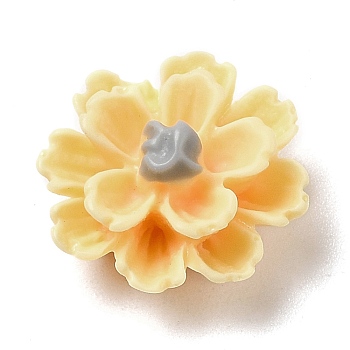 Opaque Resin Cabochons, 3D Flower, Yellow, 11.5x6.5mm