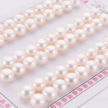 Natural Cultured Freshwater Pearl Beads, Grade 3A, Half Drilled, Rondelle, Floral White, 7~8x6mm, Hole: 0.8mm, about 66pcs/board