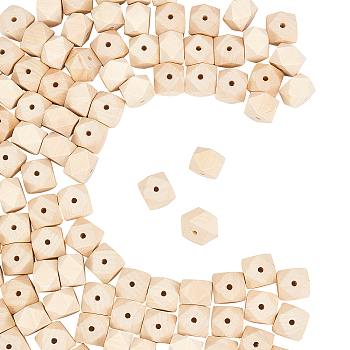 Natural Wood Beads, Square Cut Round Beads, BurlyWood, 19.5~20x25.5x25.5mm, Hole: 4.5mm