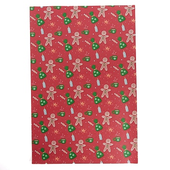 Christmas Theme Printed PVC Leather Fabric Sheets, for DIY Bows Earrings Making Crafts, Dark Red, 30x20x0.07cm