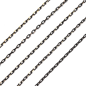 Electroplate Brass Cable Chains, Soldered, Gunmetal & Golden, 2x1x0.5mm
