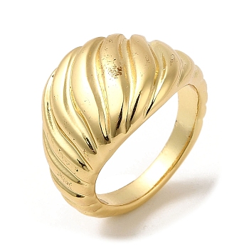 Brass Finger Rings, Textured Wide Band Ring for Women, Real 18K Gold Plated, 3~15mm, Inner Diameter: 17.3mm