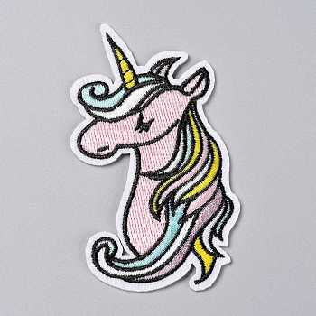 Computerized Embroidery Cloth Iron on/Sew on Patches, Costume Accessories, Appliques, Unicorn, Colorful, 87x57x1.8mm