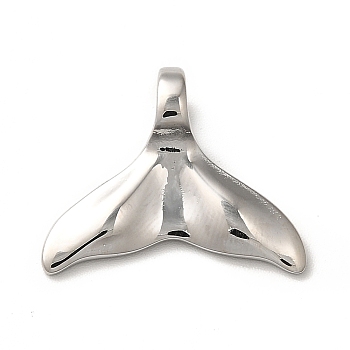 304 Stainless Steel Pendants, Fishtail Charms, Stainless Steel Color, 16x21.5x2.5mm, Hole: 4.5mm