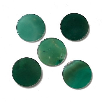 Natural Green Onyx Agate Cabochons, Dyed & Heated, Flat Round, 40x3.6~5mm