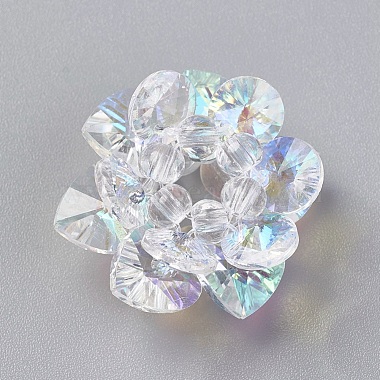 25mm Clear AB Flower Glass Beads