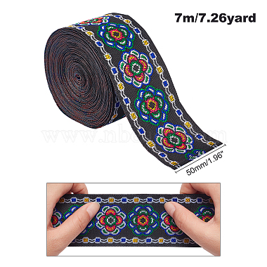Ethnic style Embroidery Polyester Ribbons(OCOR-WH0064-12)-2