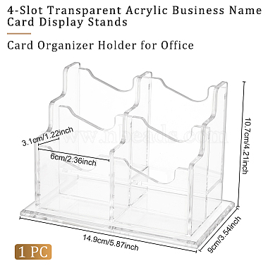 4-Slot Transparent Acrylic Business Name Card Display Stands(ODIS-WH0030-64A)-2
