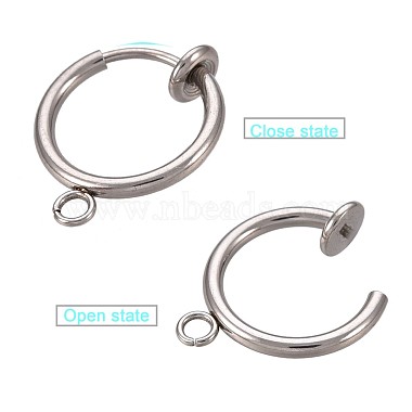 316 Surgical Stainless Steel Clip-on Hoop Earrings(X-STAS-S101-13mm-01P)-2