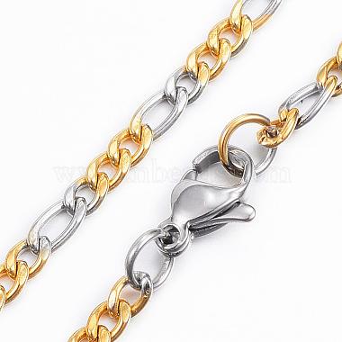 304 Stainless Steel Figaro Chain Necklaces(NJEW-H445-01GP)-2