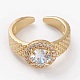 Brass Micro Pave Clear Cubic Zirconia Cuff Rings(RJEW-C101-04)-3