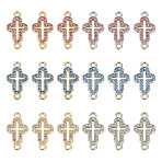 24Pcs 6 Colors Alloy Rhinestone Connector Charms, Hollow Cross Links, Mixed Color, 20x11x2mm, Hole: 1.6mm, 4pcs/color(FIND-TA0008-75)