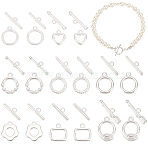 8 Styles Brass Toggle Clasps, Cadmium Free & Lead Free, Long-Lasting Plated, 925 Sterling Silver Plated, 10.5~13.5x8.5~11x1~3mm, Bar: 4~4.5x13.5~17x1~3mm, Hole: 1~1.2mm, 2sets/style(KK-PH0010-65)
