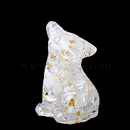 Resin Cat Display Decoration, with Natural Quartz Crystal Chips inside Statues for Home Office Decorations, 25x20x40mm(PW-WGDEB48-01)