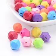 Mixed Opaque Acrylic Faceted Round Beads, 12mm, Hole: 2mm(X-SACR-S632-M)
