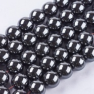 Non-Magnetic Synthetic Hematite Beads Strands, Round, 12mm, Hole: 1.5~2mm, about 34pcs/strand(G-H1624-12mm-1)