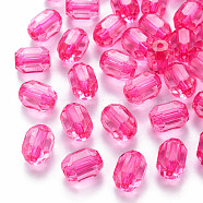 Transparent Acrylic Beads, Oval, Faceted, Hot Pink, 14x10x10mm, Hole: 2mm, about 377pcs/500g(TACR-S154-24A-82)
