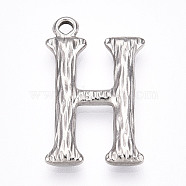 Brass Pendants, Letter Charms, Letter H, 22.5x14x3mm, Hole: 1.6mm(KK-N254-218P-H)