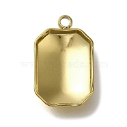 Ion Plating(IP) 304 Stainless Steel Pendant Cabochon Settings, Rectangle, Real 18K Gold Plated, Tray: 14x10mm, 18x11.5x3.5mm, Hole: 1.2mm(STAS-I310-25G)