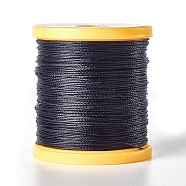 Round Waxed Polyester Cord, Micro Macrame Cord, Leather Sewing Thread, for Bracelets Jewelry Making, Beading Crafting Macrame, Marine Blue, 0.65mm, about 164.04 yards(150m)/roll(YC-E004-0.65mm-N621)