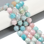 Natural Amazonite & Kunzite & Aventurine Beads Strands, Faceted, Bicone, Double Terminated Point Prism Beads, 12x11mm, Hole: 1.3mm, about 28pcs/strand, 15.16''(38.5cm)(G-O201B-149H)