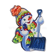 Christmas Themed Acrylic Pendants, Snowman, 45.5x34x2.5mm, Hole: 1.4mm(SACR-P022-04C)