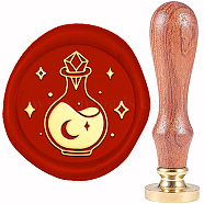 Brass Wax Seal Stamp, with Wood Handle, Golden, for DIY Scrapbooking, Bottle Pattern, 20mm(AJEW-WH0337-008)