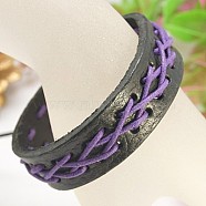 Leater Cord Bracelet, Gothic Nylon Braided Adjustable Bracelet for Men, Black, Inner Diameter: 2-1/8 inch(5.4cm)(BJEW-G192-M01-A)