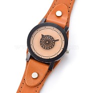Wristwatch, Quartz Watch, Alloy Watch Head and PU Leather Strap, Orange, 9-1/2 inches~10 inches(24.2~25.5cm), 19~20x3mm, Watch Head: 39.5x41x14mm(WACH-I017-11A)