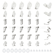 36Pcs 6 Styles 304 Stainless Steel Converter, for Non-Pierced Ears, with Loops and 36Pcs Silicone & PVC Clip on Earring Pads, Stainless Steel Color, 12.5~22x6~18x5~8mm, Hole: 1.2~3mm, 6Pcs/style(STAS-UN0053-57)