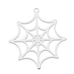 201 Stainless Steel Pendants, Laser Cut, Spider Web, Stainless Steel Color, 32x30x1mm, Hole: 1.6mm(STAS-S105-LA773-1)
