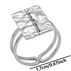 Non-Tarnish Minimalist Square 304 Stainless Steel American European Wide Band Cuff Open Rings for Women(WR1392-1)