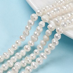 Grade A Natural Cultured Freshwater Pearl Beads, Potato, Old Lace, 6~7mm, Hole: 0.8mm, about 57~58pcs/strand, about 13.39~13.58 inch(34~34.5cm)(PEAR-D025-1)