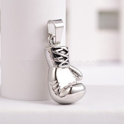 304 Stainless Steel Pendants, 3D Boxing Gloves Pendants, Antique Silver, 29x15x12mm, Hole: 5x8.5mm(STAS-H061-05AS)